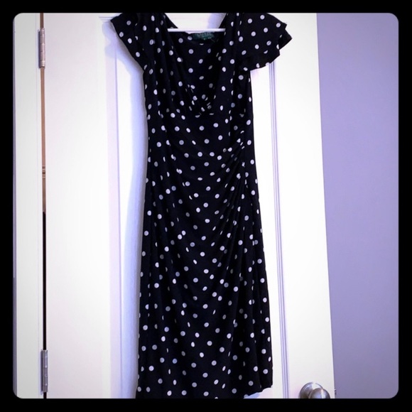 Lauren by Ralph Lauren navy polka dot dress - Picture 1 of 7